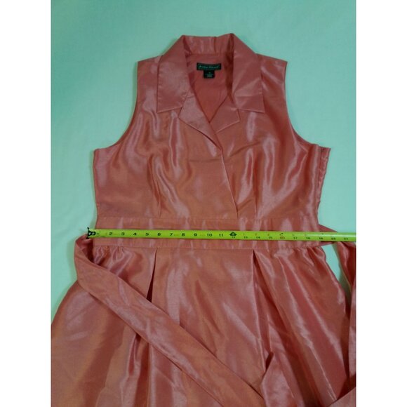 Jessica Howard Sleeveless Pink Satin Wrap Dress Belt Colorblock Hemline size 18 - Picture 14 of 16